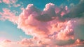 This stunning photo showcases a serene and captivating view of a pink and blue sky with the presence of fluffy clouds, A dreamy