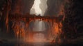 Epic Fantasy Art: Lava Bridge In Mountainous Vista Royalty Free Stock Photo