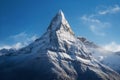 Majestic Snow-Covered Mountain Peak in Mid-Morning Light