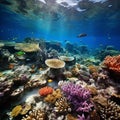 Pristine Coral Reef Teeming with Life Royalty Free Stock Photo