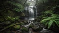 Majestic Waterfall in Overcast Weather