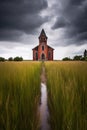 Lonely Church in Thunderstorm Royalty Free Stock Photo