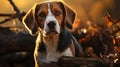 Rustic Charm: Beagle Gazing Into Sunset With Lensbaby Composer Pro Ii