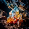 Vibrant Mineral Formation in Mysterious Cave