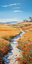 Romantic Poppies: A Detailed Landscape Painting Inspired By Dalhart Windberg