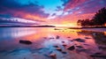 Calm Waters and Colorful Skies: A Beach Sunset During Blue Hour