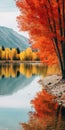 Spectacular Autumn Trees Reflecting In Mountain Water