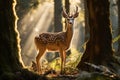 Graceful Deer in Sunlit Forest Clearing