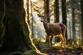 Graceful Deer in Sunlit Forest Clearing