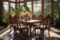 Elegant Mahogany Dining Set in Sunlit Room