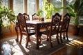 Elegant Mahogany Dining Set in Sunlit Room