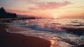 Mediterranean Sunrise: Stunning Beachscape With Crashing Waves Royalty Free Stock Photo