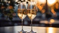 Elegant Champagne Toast on Polished Marble Tabletop Royalty Free Stock Photo