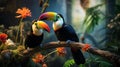 Exquisite Toucans in Vibrant Rainforest Oasis