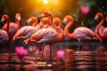 Graceful Flamingos in Tropical Paradise