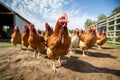 Vibrant Chickens in a Picturesque Farmyard