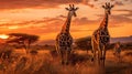 Majestic African Elephants Grazing in Serengeti