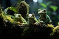 Vibrant Green Geckos in Harmonious Rainforest Habitat