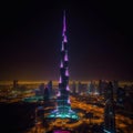 Nighttime View of Burj Khalifa in Dubai