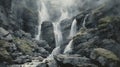 Realistic Oil Painting Of Scottish Waterfall By Alan Lee