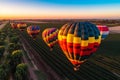 Colorful Hot Air Balloons Take Flight at Sunrise Royalty Free Stock Photo