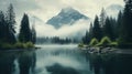 Serene Misty Lake In The Mountains Royalty Free Stock Photo