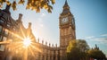 Iconic Big Ben Tower: Majestic Architecture Against a Clear Blue Sky Royalty Free Stock Photo