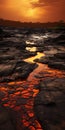 Desert Sunset: A Captivating Artistic Depiction Of A River In Tonga