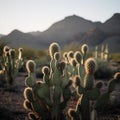 Majestic Cacti in the Desert Sunrise Royalty Free Stock Photo