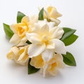 Multilayered Yellow And White Flowers: A Tropical Symbolism In Ivory