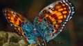 A close-up photo of a unique and colorful butterfly with beautiful patterned wings created with Generative AI