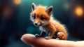 Photorealistic Painting Of A Fox Sitting On A Finger