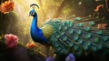 Stunning Photorealistic Peacock Artwork In A Forest Setting