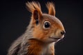 A stunning photorealistic portrait of a squirrel captured against a dark background, generative ai illustration