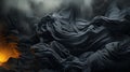 A black fabric draped over rocks