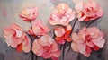 Stunning Pink Flower Painting In Impasto Technique Royalty Free Stock Photo