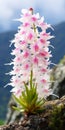 Stunning Pink Orchid Flower In Highland Scenery - Captivating Mountainous Vistas