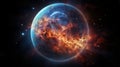 Stunning Planet Nebula: A Post-apocalyptic World In Dark Cyan And Orange