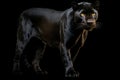 Stunning portrait of a black panther (black jaguar) on black background. Amazing Wildlife. Generative Ai