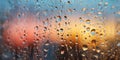 Stunning RainStreaked Window Vibrant Sunset Background Royalty Free Stock Photo