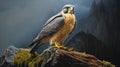 Realism Painting Of A Unique Peregrine Falcon On Wood