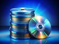 A Stunning Realistic Stack of Compact Discs A WormsEye View of a Vibrant CD Collection Showcasing the Shiny Royalty Free Stock Photo