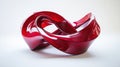 Abstract Glossy Sculpture With Flowing Curves, Red Color on Plain Background Royalty Free Stock Photo