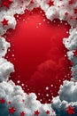 A Stunning Red Background with Stars and Clouds A Perfect Blend of Whimsical and Celestial Themes for Creative Projects and Royalty Free Stock Photo