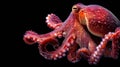 Stunning Red Octopus in Deep Water Displaying Vibrant Colors Against a Black Background for Dramatic Effect Royalty Free Stock Photo