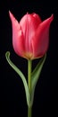 Hyper Realistic Pink Tulip With Stem - Uhd Image In Petrina Hicks Style Royalty Free Stock Photo