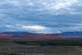 Stunning red volcano crater near Krafla lit up by. Royalty Free Stock Photo