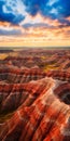 Stunning Red, White, And Blue Badlands At Sunset