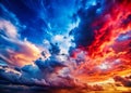 Stunning Red White and Blue Sky Panorama A Dramatic Cloudscape Offering Versatile Background Opportunities for Your Royalty Free Stock Photo