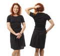 Stunning redhead posing with blank black shirt Royalty Free Stock Photo